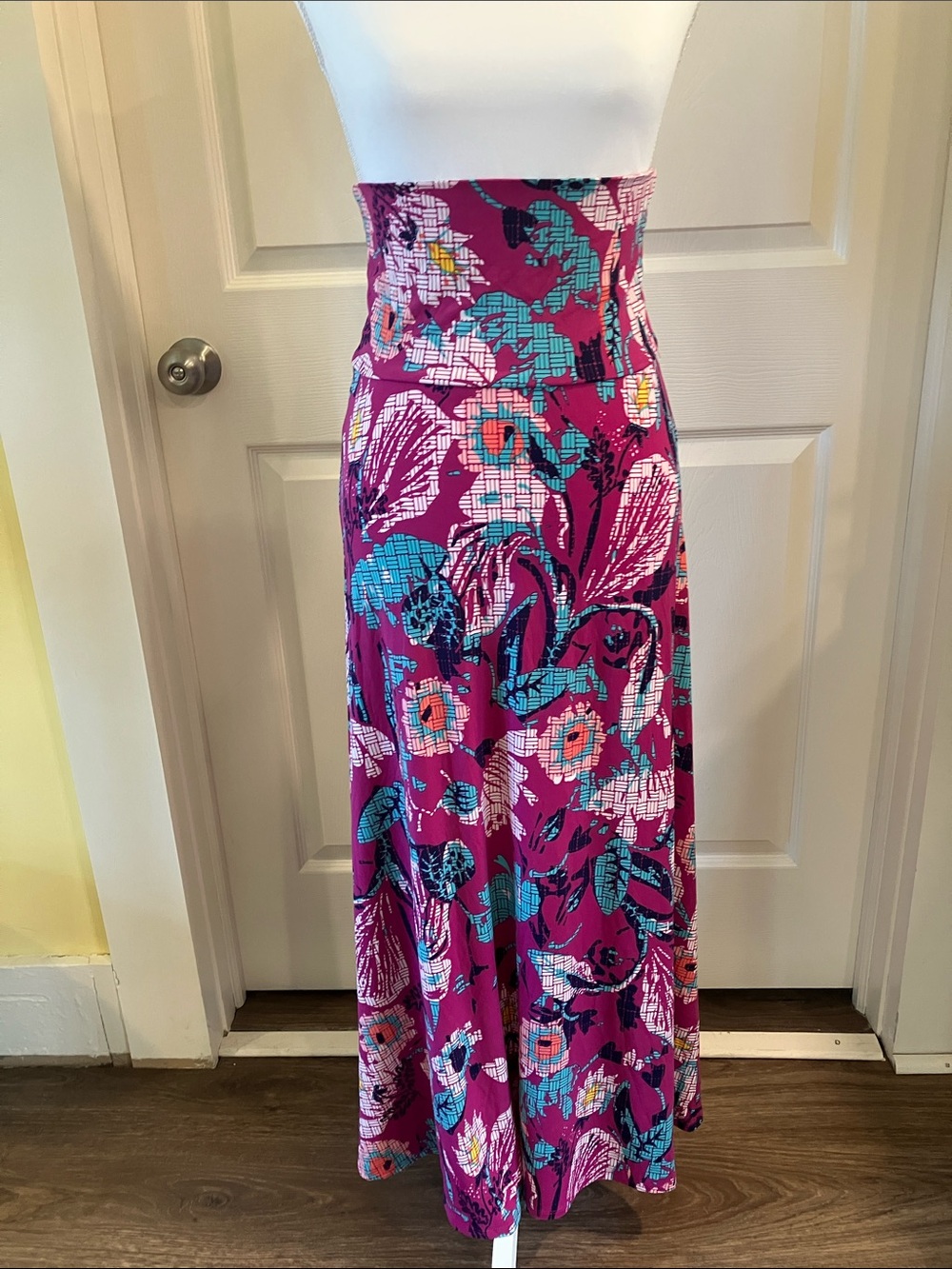 LuLaRoe Magenta Floral Maxi Skirt NWOT